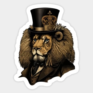 Lion wearing top hat Sticker